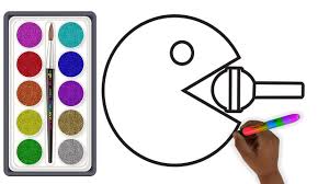 Glitter Pacman Eating Lollipop Coloring And Drawing For Kids Toddlers Drawing For Kids Kids Education Drawings