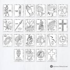 The catholic church, in an attempt to help catholics do at least a minimum during lent, asks all since chickens continue to produce eggs and cows milk, the custom developed to make the milk into cheese and color the eggs so that when easter arrived, no food would be wasted. Catholic Coloring Pages Lenten Symbols Bundle Of 22 Lent Activity For Kids Printable Coloring Pages Digital Pdf