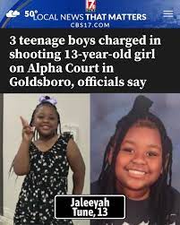 Newtown - On December 21st in Goldsboro, North Carolina, 13-year-old  Jaleeyah Tune was shot and killed. Jaleeyah who went by the nickname LeeLee  was in the 7th grade at Wayne Academy.  https://www.cbs17.com/news/local-news/wayne-county-news/teen-girl ...