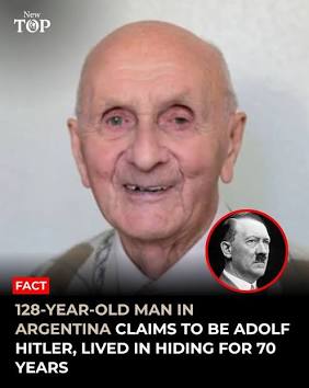 Tipikus internetes álhír-kép egy állítólagos 128 éves Hitlernek kikiáltott férfiról, AI által létrehozott