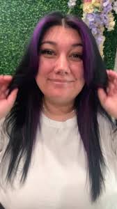 New hair 💜🖤💜🖤 ••• #newhair #purpleandblackhair #purplemoneypiece  #newhaircolor #lovelandcolorado #slatestudios #kassidoeshair