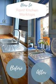 To top the counters and island, choose a butcher block for warmth and. How To Update A Kitchen With Painted Worktops Pillar Box Blue
