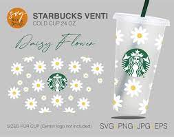 Seamless Full Wrap Daisy Flower Decal For Diy Starbucks Venti Etsy Starbucks Diy Starbucks Venti Diy Prints