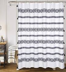 Now don't mistake bathroom window curtains for shower curtains! Yokii Tassel Fabric Shower Curtain Black And Cream Stripe Print Boho Polyester Bath Curtain Set With Hooks Decorative Spa Hotel Heavy Weighted 72 Inch Bathroom Curtains 72 X 72 Black And Cream Buy