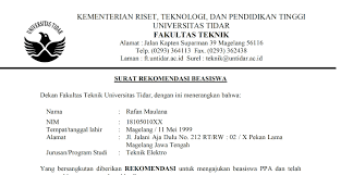 Disini ada dua surat rekomendasi. Blangko Surat Rekomendasi Beasiswa Ppa 2019 Fakultas Teknik