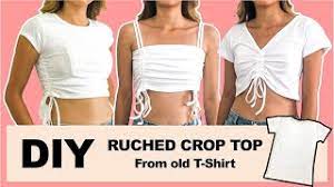 Now, cut short the length. Diy Ruched Crop Top From Old T Shirt In 3 Different Ways Another Way To Re Use Your Old T Shirts Youtube