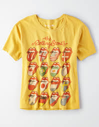 Black And Yellow Graphic Tee Womens Product Image Rolling Stones Shirt Graphic Tees Vintage American Eagle Shirts