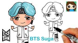 I draw cute rm in very easy way. How To Draw Bts Suga Tiny Tan Youtube