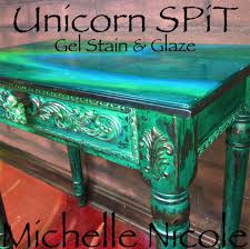 Green And Blue Table Front Painted Furniture Refurbished Furniture Painting Furniture Diy