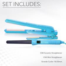 Bio Ionic Curling Iron 1 25 Inch Details About Herstyler Complete Flat Iron And Curling Iron Set Dual Voltage Blue Flat Iron Mini Hair Straightener Hair Tools