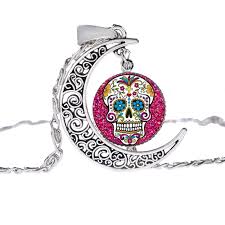 Wallpaper layar hp pecah bergerak. Meksiko Gula Tengkorak Kalung Gotik Hari Mati Tengkorak Keren Dicetak Liontin Bulan Berbentuk Kalung Pria Pesona Perhiasan Hadiah Liontin Kalung Aliexpress