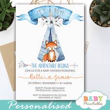 Or you can but an printable invitation the the baby shower shop and you can fill the information below by yourself. Woodland Tribal Fox Baby Shower Invites Boy D243 Baby Printables