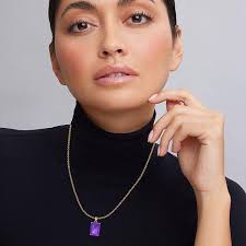 Amethyst Halskette, Februar Edelstein Halskette, Weihnachtsgeschenk, Gold  Amethyst Halskette, kostbares Geschenk, Geburtsstein Schmuck, Huzurr  Schmuck