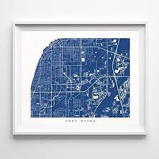 The most recommended store in fort myers. Amazon Com Fort Myers Florida Street Road Map Home Decor Poster Urban City Hometown Wall Art Print 70 Color Options Unframed Handmade