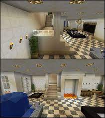 Minecraft Staircase Wrap Around Glass Stairs Fireplace Water Fountain Minecraft Staircase Minecraft Modern Minecraft Houses