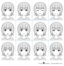 Anime Facial Expressions Chart With 12 Expressions In 2019