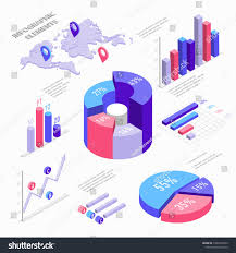 Isometric Infographic Elements With Charts Diagram Pie