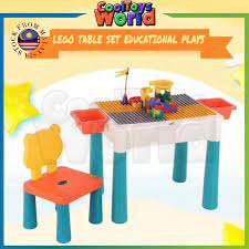 Vintage 1994 lego lap top building table w/ dual storage bins and folding legs. Random Set Lego Kids Multifunction Building Block Table Learning Desk Lego Shopee Malaysia