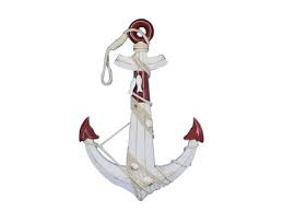 Check spelling or type a new query. Buy Wooden Rustic Red White Decorative Anchor W Hook Rope And Shells 24in Nautical Decor