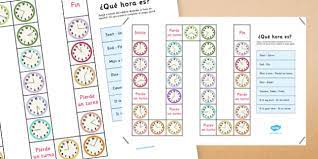 Spanish online games for telling time. Juego De Mesa Que Hora Es Teacher Made