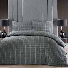 Details About Melange 100 Brushed Cotton Flannel Flannelette Woven Check Grey Duvet Cover Set With Images Gray Duvet Cover Duvet Cover Sets Grey Duvet