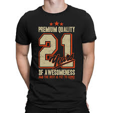 Mens 21st Verjaardag T Shirt 21 Jaar Van Awesomeness Papa Zoon Brother Grappige Gift Aliexpress