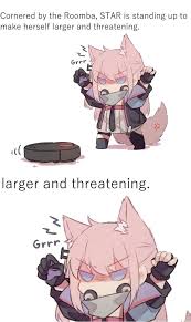Millions of people enjoy anime series. Cornered By The Roomba Star Is Standing Up To Make Herself Larger And Threatening
