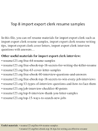 Import export specialist resume.import export managers handle import and export related operations like selecting the best transportation mode, overseeing the safe and efficient a bachelor's, and preferably master's, degree in business, economics, finance or political science is needed. Top 8 Import Export Clerk Resume Samples