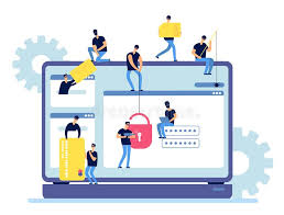 Global data security, personal data security, cyber data security online concept illustration, internet security or information privacy & protection. Hackers Steal Information Cyber Criminals Hack Personal Data From Computer Web Security And Hacker Internet Activity Stock Vector Illustration Of Attack Hacking 125838280