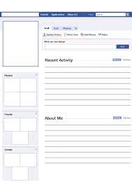Use facebook templates to make facebook profile designs with friend's photos, status updates, etc. Blank Facebook Profile Worksheet Activity Teaching Resources