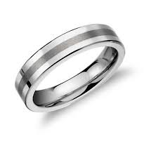 Brushed Center Flat Ring In White Tungsten Carbide 5mm Blue Nile Mens Wedding Rings Modern Mens Wedding Bands Metal Wedding Bands