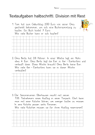 Addition, subtraktion, multiplikation und division von brüchen (beinhaltet. Textaufgaben Klasse 4 Homeschooling 10 Arbeitsblatter Uberwiegend Mit Losungsblatt Unterrichtsmaterial Im Fach Mathematik Division Mit Rest Halbschriftliche Division Mathe