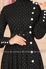 Moda Selvim Puantiyeli Elbise Ferace 9499w153 Siyah Puantiyeli Elbise Moda Moda Stilleri