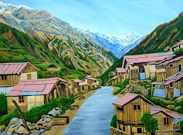 Landscape Sikkim I Nature Landscape Paintings Artoreal Here is my graphite pencil on white paper take on the theophilus, cyrillus, and catharina craters and the surrounding area. landscape sikkim i nature landscape