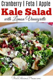 Kale Cranberry Feta Salad Lemon Vinaigrette This Delicious House Recipe In 2020 Feta Salad Kale Salad Recipes Healthy Salad Recipes