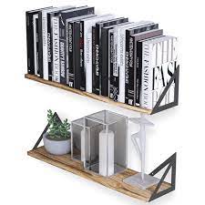 Look through wall shelves made of wood, metal, acrylic, and more. Wallniture Minori 24 Floating Shelves Wall Mounted Bookshelf Rustic Wooden Shelf Natural Burned Set Of 2 Walmart Com Walmart Com