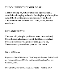 Walt Whitman Two Poems Celebrating His Birthday 31 May 1819 31 May 2019 Walt Whitman Poems Poems Classic Poems