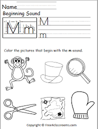 free beginning sounds worksheet letter m free4classrooms