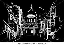 Black And White Architecture Architectural Sketch Of White Ink And Pencil On Black Paper Plein Air Cityscape White Lines On The Blac Black Paper Drawing Architectural Sketch Black Paper