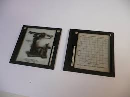 2 Antique Lantern Slides Featuring Hydraulic Wire Tester of Sam Denison &  Son and the Curve of Flow for a V Notch