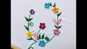 Or you can even shrink the individual flowers and turn them into embroidered jewelry. Beautiful Hand Embroidery Design Simple Flower Embroidery Pattern Youtube