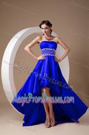 You'll find we have something for everyone. High Low Royal Blue A Line Strapless Prom Dresses With Beading In Nancy