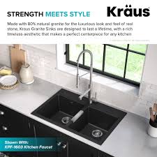 They also have two bowls, which are of equal sizes. Buy Kraus 33 Inch Dual Mount 50 50 Double Bowl Granite Kitchen Sink W Topmount And Undermount Installation In Black Onyx Online In Indonesia 36259647