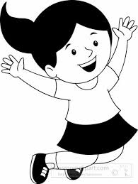 Black And White Children Clipart Children Clipart Black White Girl Jumping In The Air Happily Clipart Classroom Clipart Black And White Girl Clipart Black And White Clip Art