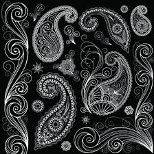 Black And White Paisley Pattern Vector Set Of Black And White Paisley Pattern Vector Graphics Estampado Carpetas Crochet Patternator