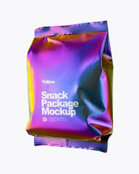 Holographic Foil Snack Package Mockup Half Side View Holographic Foil Mockup Free Psd Mockup Psd
