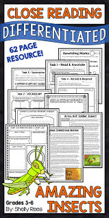 Insects Reading Comprehension Passages And Questions Insects Close Reading Close Reading Differentiated Reading Passages Reading Comprehension Passages