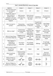 A closed path that electric current follows. Start End Of Topic Test Quiz For Electricity Ks3 Teaching Resources