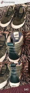 Sk8 Hi Vans Olive Green High Tops Sherpa Lining Green Vans Shoes Sk8 Hi Vans Green Vans