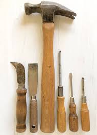Old Wooden Handle Tools Complete Set Hammer Screwdrivers Rusty Etsy Wooden Handles Farmhouse Style Diy Tools